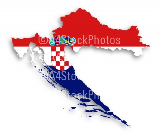 Map of Croatia filled with flag