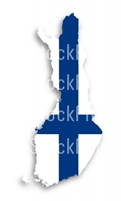 Map of Finland filled with flag