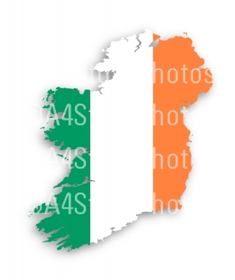 Map of Ireland with flag inside