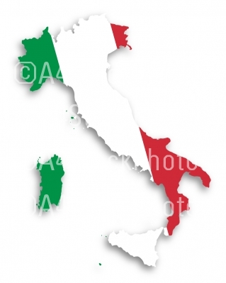 Map of Italy filled with flag