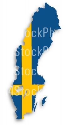 Map of Sweden filled with flag