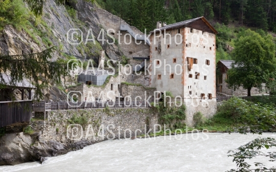 Medieval castle Altfinstermunz, in the valley of the Inn River, 