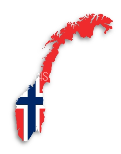 Norway map with the flag inside