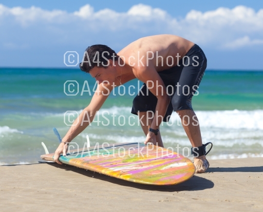 Portrait of Surfer with longboard