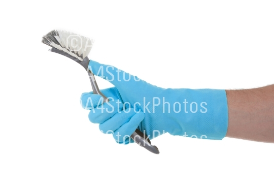 Protection glove holding a dish-brush