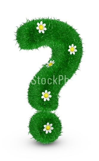 Question mark covered grass