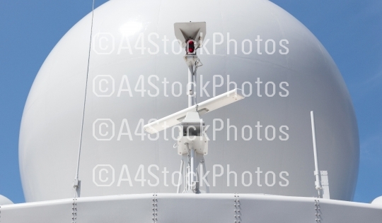 Radar antenna on a military ship