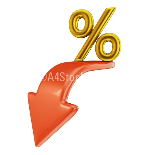 red arrow and percent