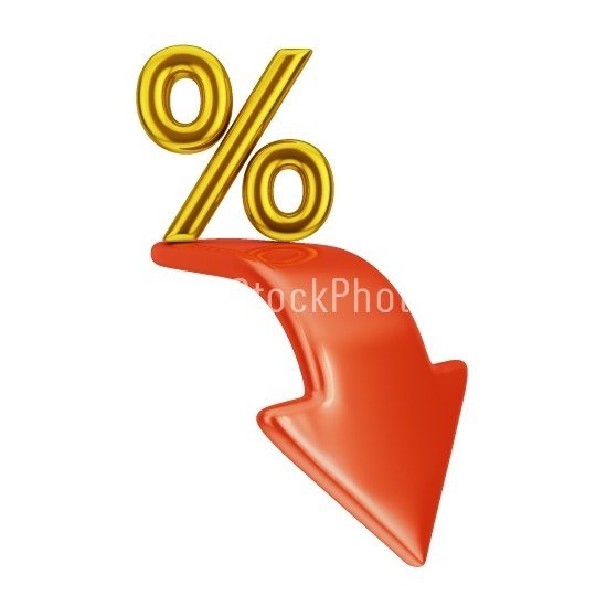 red arrow and percent