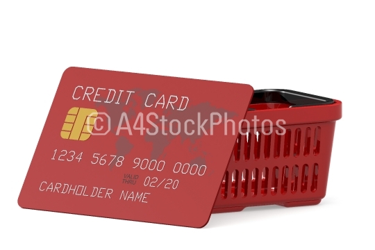 Red credit cards and red basket