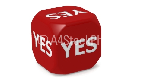 Red dice with yes word