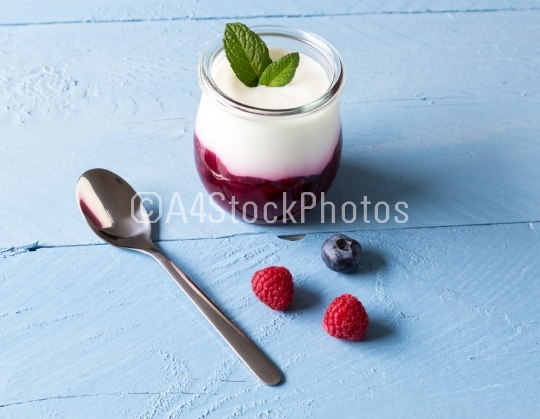 Red fruit jelly with mint
