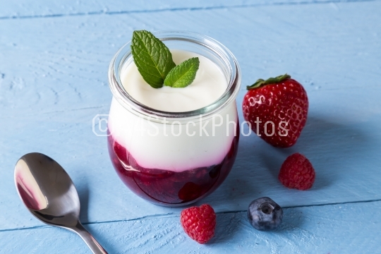 Red fruit jelly with mint