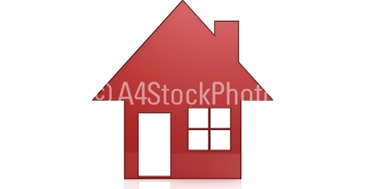 Red house symbol isolated on white background