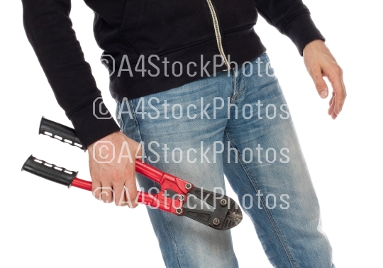 Robber with red bolt cutters