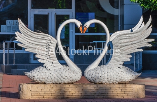 Sculpture Swans in Berdyansk, Ukraine