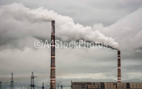 smoke from power station pipes
