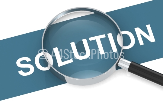 Solution word under magnifying glass