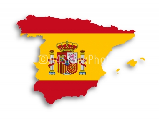 Spain map with the flag inside