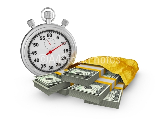 stopwatch and  pack of dollar