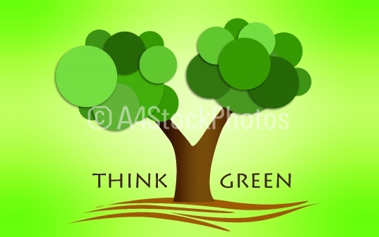Think green concept with tree