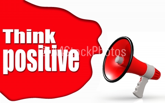 Think Positive word with megaphone