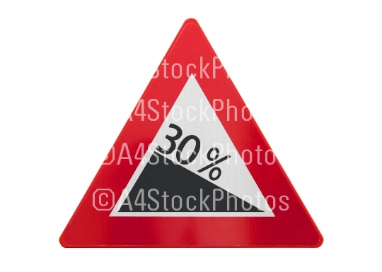 Traffic sign isolated - Grade, slope 30%
