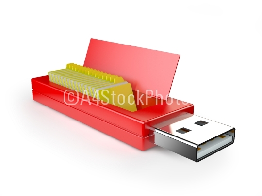usb flash drive and folders