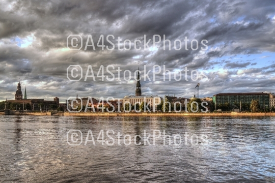 View of Riga city from the riverside