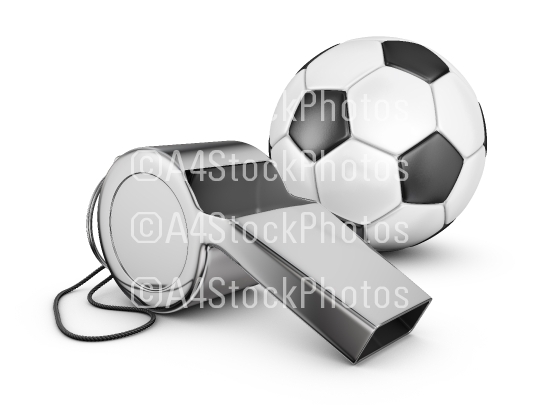 whistle and soccer ball