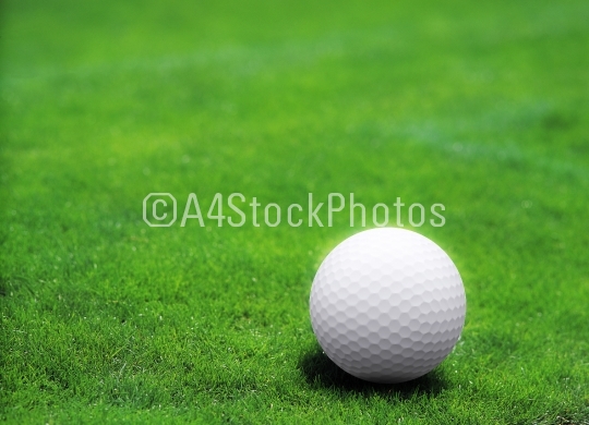 White golf ball on green 