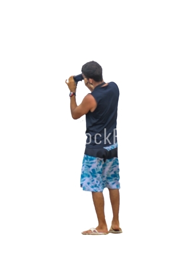 Young Man Taking Photo Back View